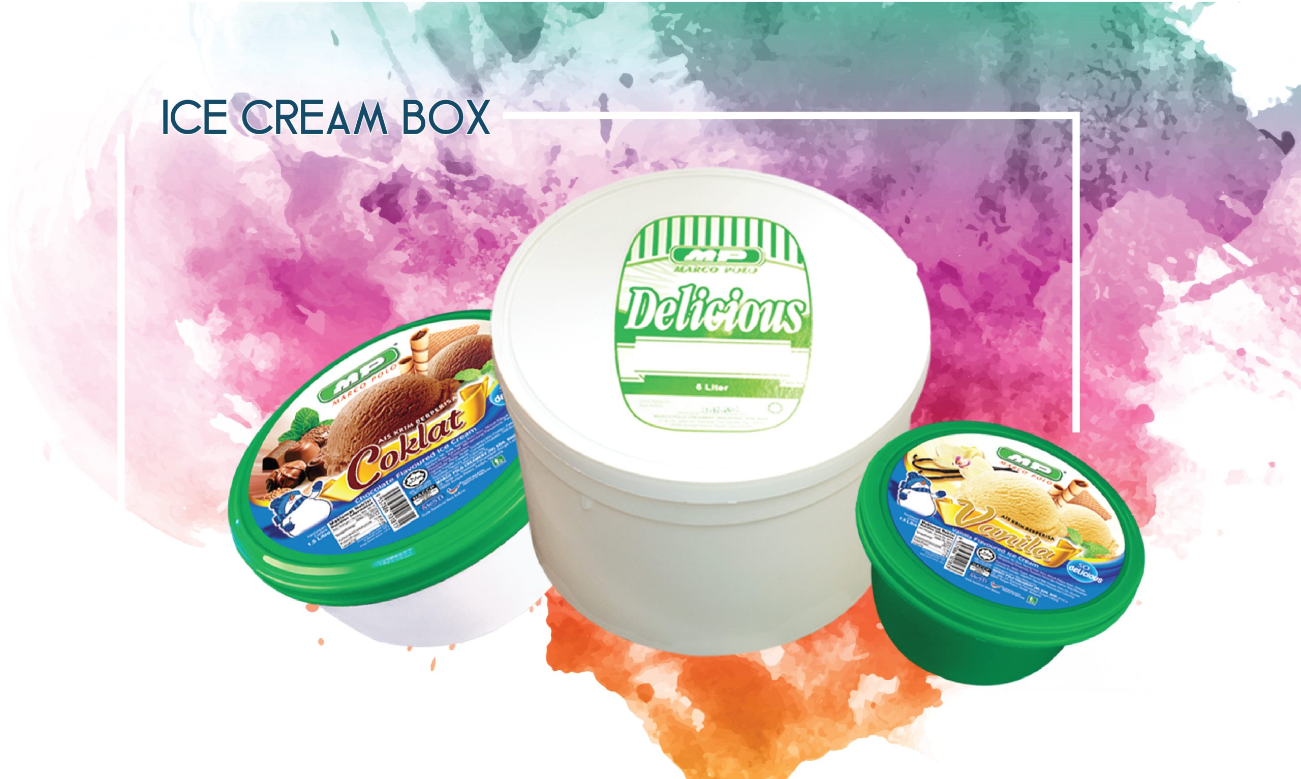 3 different size ice cream boxes